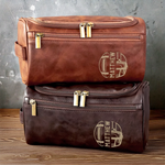 Custom Name Football Gifts for Men - Personalized Engraved Leather Toiletry Bag