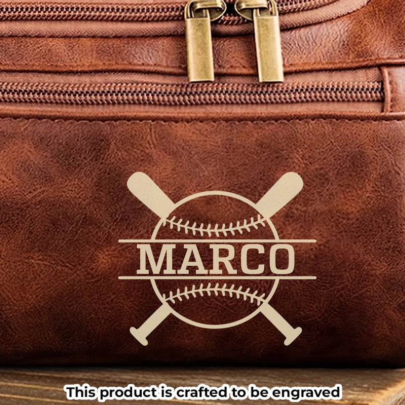 Custom Engraved Leather Toiletry Bag - Personalized  Christmas Birthday Baseball Gifts For Baseball Lovers, Sports Fans, Sports Lovers - Every Stitch Tells A Story