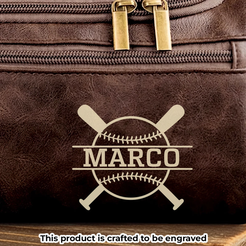Custom Engraved Leather Toiletry Bag - Personalized  Christmas Birthday Baseball Gifts For Baseball Lovers, Sports Fans, Sports Lovers - Every Stitch Tells A Story
