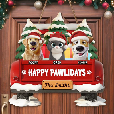 Custom Wood Sign - Personalized Christmas Birthday Gifts For Dog Cat Lovers, Dog Dad And Mom, Cat Owners - Home Is Where Paws Are