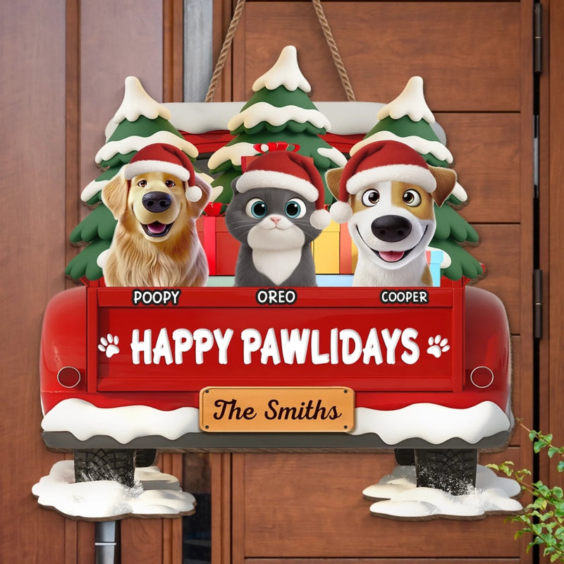 Custom Wood Sign - Personalized Christmas Birthday Gifts For Dog Cat Lovers, Dog Dad And Mom, Cat Owners - Home Is Where Paws Are