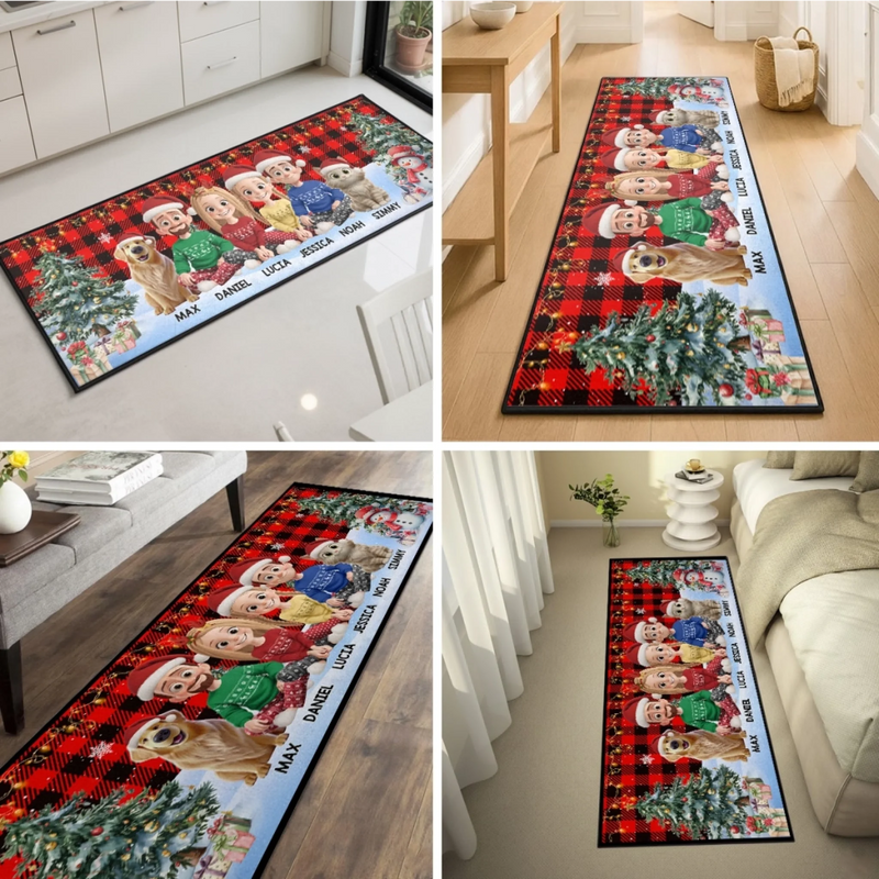 Custom Runner Rug - Personalized Christmas Birthday Gifts For Mom, Dad, Brother, Sister, Kids - Joy Fills Every Corner Here