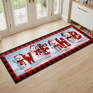 Custom Snowman Runner Rug - Personalized Christmas Birthday Gifts For Mom, Dad, Brother, Sister, Kids - Happiness Starts At Home
