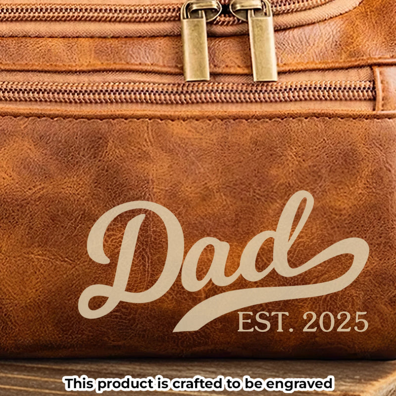Custom Engraved Leather Toiletry Bag - Personalized Birthday Gifts For Dad, Grandpa - Strong Roots Gentle Hearts