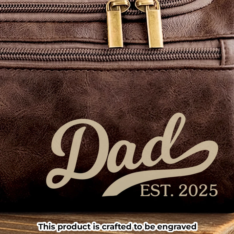 Custom Engraved Leather Toiletry Bag - Personalized Birthday Gifts For Dad, Grandpa - Strong Roots Gentle Hearts