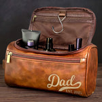 Custom Engraved Leather Toiletry Bag - Personalized Birthday Gifts For Dad - Strong Roots Gentle Hearts