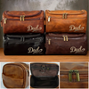 Custom Engraved Leather Toiletry Bag - Personalized Birthday Gifts For Dad, Grandpa - Strong Roots Gentle Hearts
