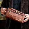 Custom Engraved Leather Toiletry Bag - Personalized Birthday Gifts For Dad, Grandpa - Strong Roots Gentle Hearts