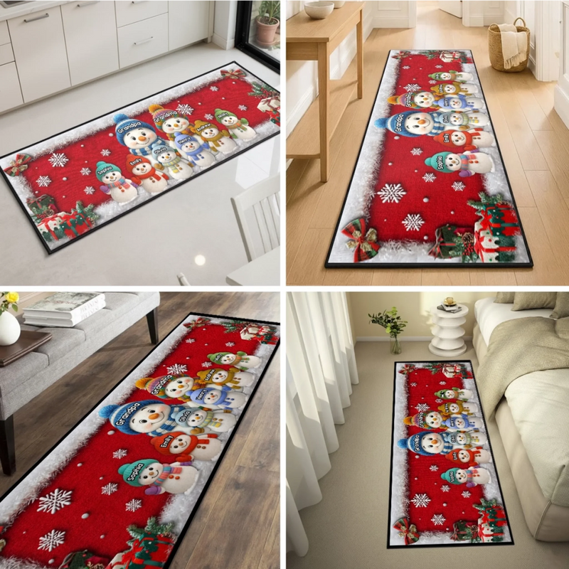 Custom Snowman Runner Rug - Personalized Christmas Birthday Gifts For Grandpa, Grandma - Where Love Finds Its Way Home