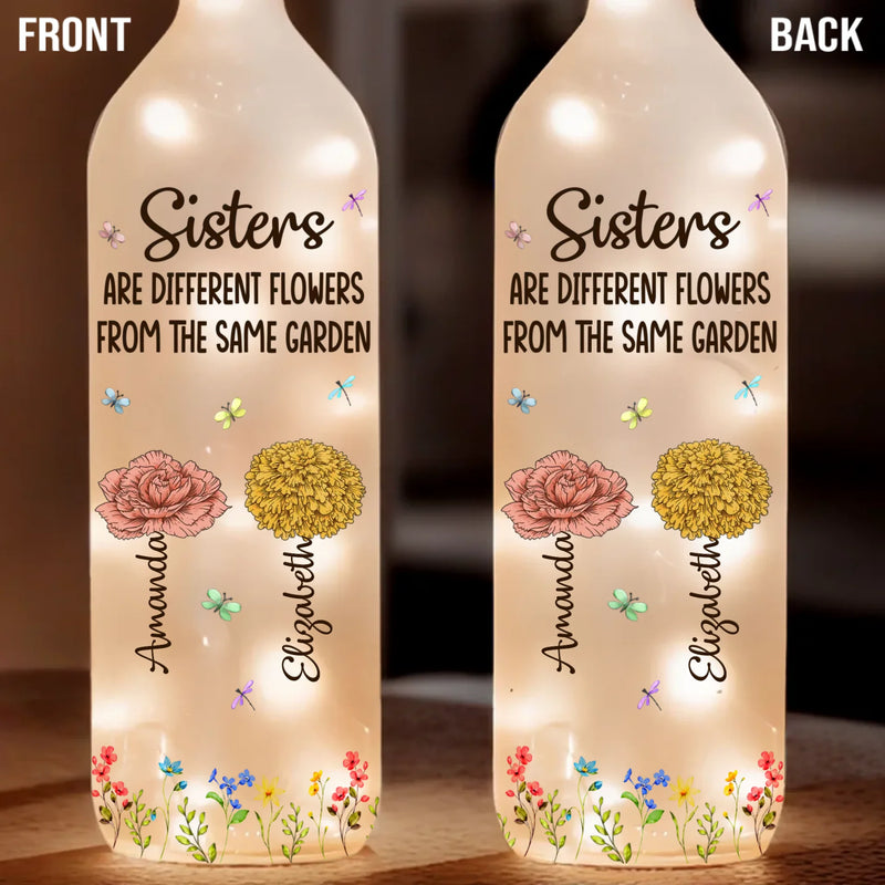 Custom Bottle Lamp - Personalized Best Friend Birthday Gifts For Women - One Garden, Many Colorful Blooms