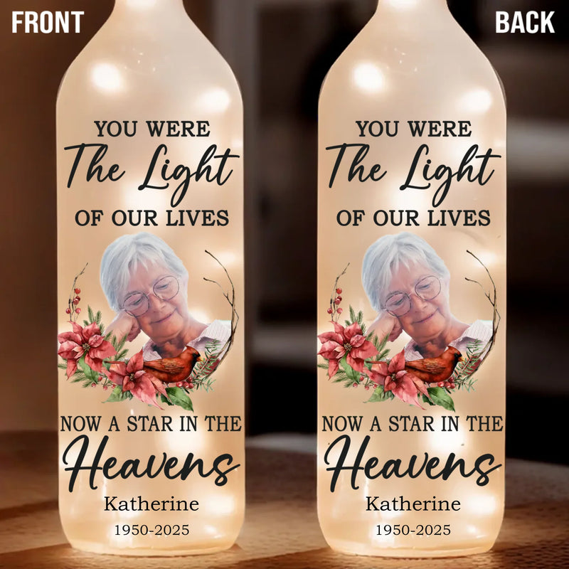 Custom Photo A Memory Is A Keepsake That We Carry With Us - Memorial Personalized Custom Bottle Lamp - Sympathy Gift For Family Members
