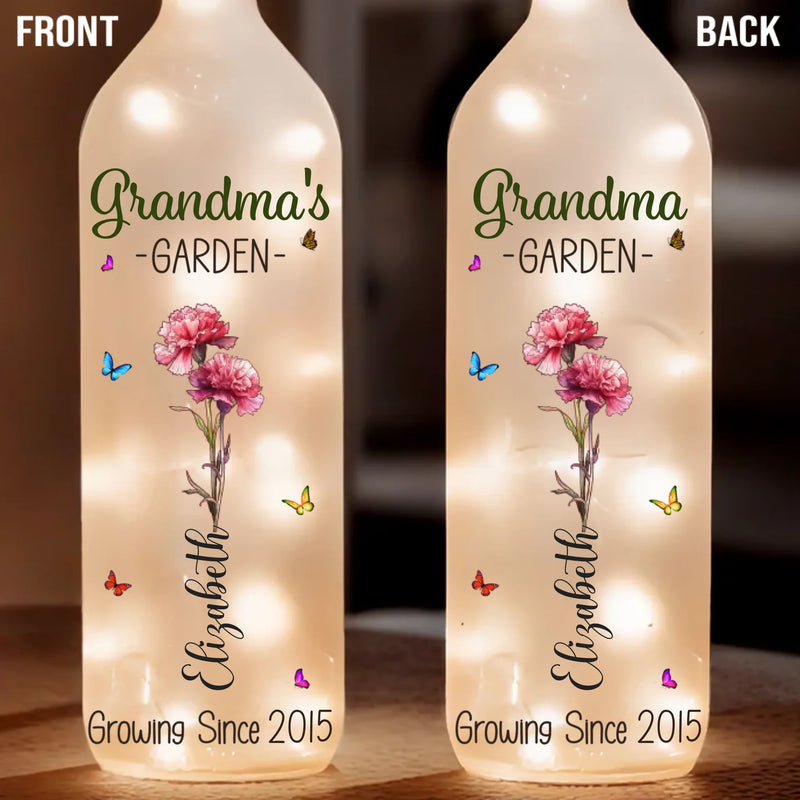 Grandma Plants Wisdom, Mom Nurtures Love And We Bloom - Family Personalized Custom Bottle Lamp - Gift For Mom, Grandma