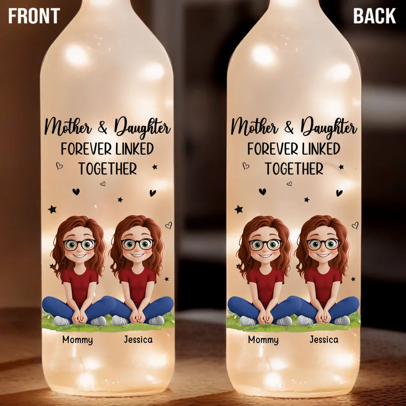 The Love Between Mother & Daughter Knows No Distance - Family Personalized Custom Bottle Lamp - Mother's Day, Gift For Mom, Daughter