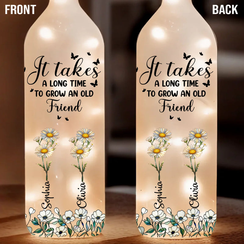 Custom Bottle Lamp - Personalized Best Friend Birthday Gifts For Women, Besties, Sisters, BFF - Friendship That Grows With Time