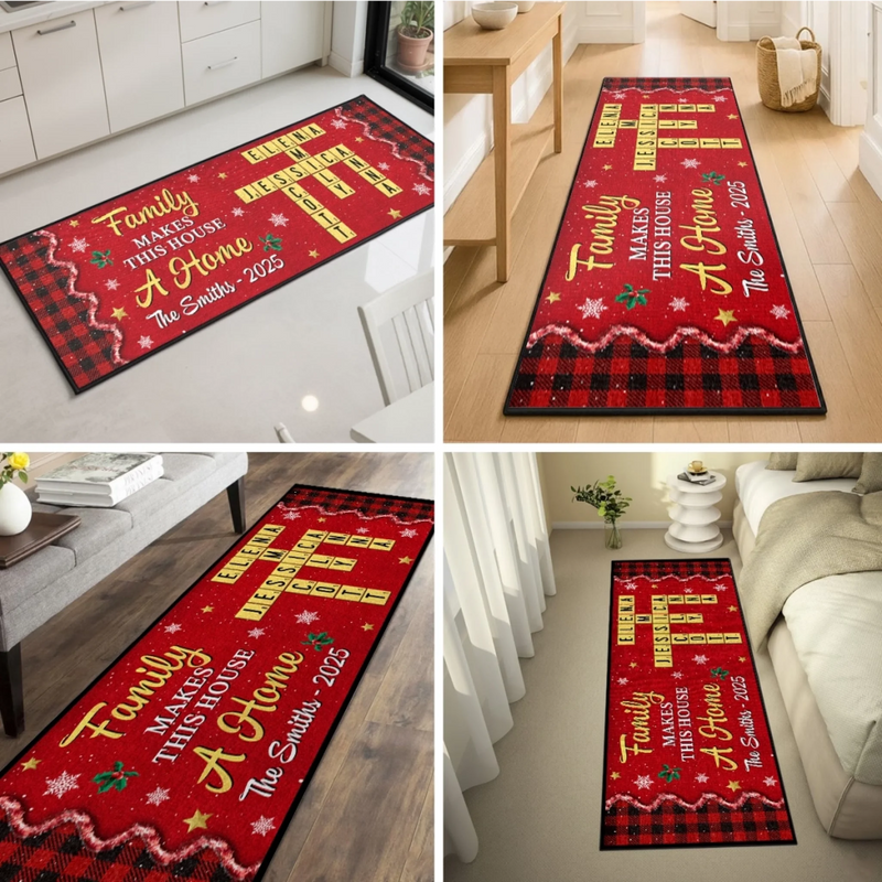 Custom Scrabble Runner Rug - Personalized Christmas Birthday Gifts For Mom, Dad, Brother, Sister, Kids - Together We Share The Holiday Magic