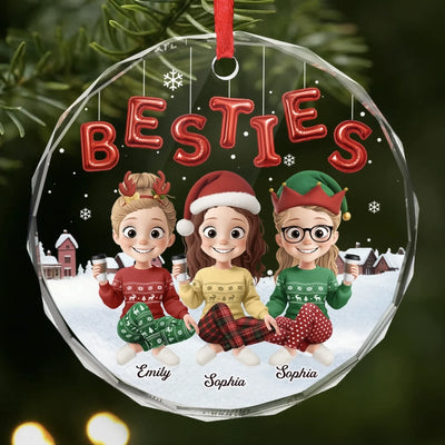 Custom Circle Glass Ornament - Personalized Best Friend Christmas Birthday Gifts For Women, Besties, Sisters, BFF - Good Energy Only