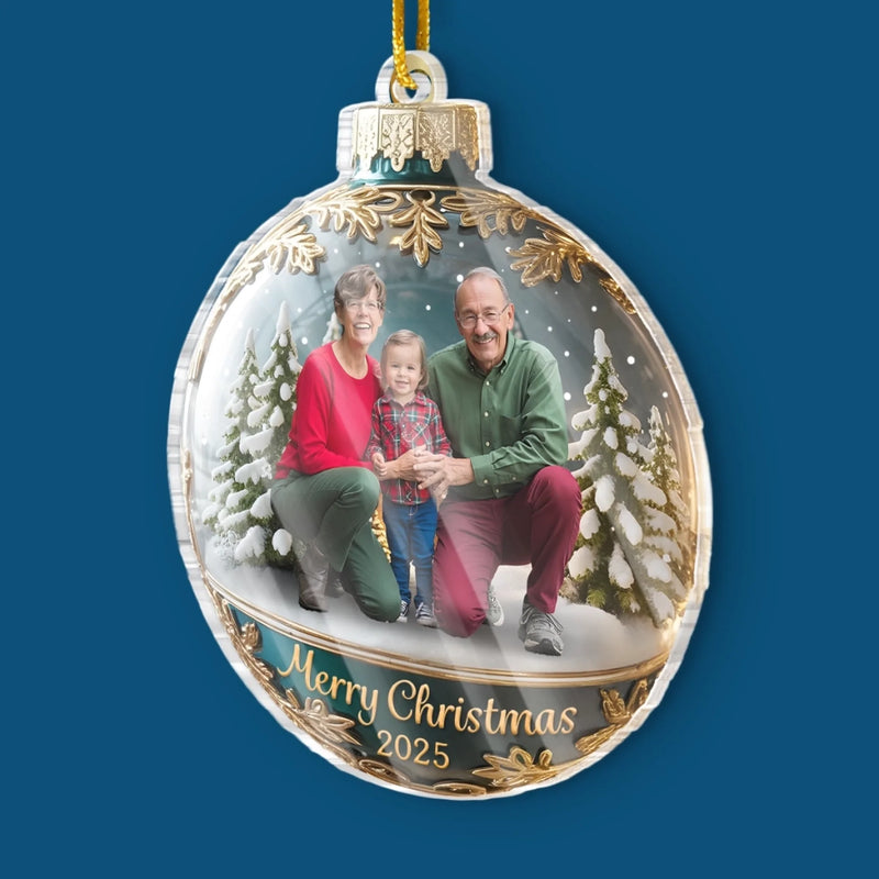 Custom Photo Acrylic Ornament - Personalized Christmas Birthday Gifts For Grandma, Grandpa - Grandparents’ Love Is The Warmest Gift