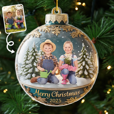 Custom Photo Acrylic Ornament - Personalized Christmas Birthday Gifts For Kids - Growing Love In A Winter Wonderland