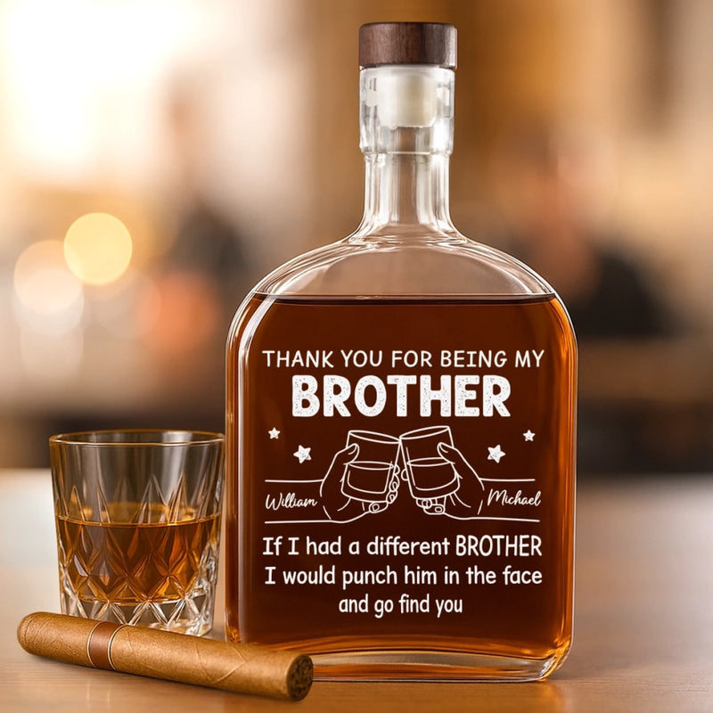 Custom Whiskey Bottle - Personalized Birthday Gifts For Brother, Sister, Best Friends - Same Roots Different Wings