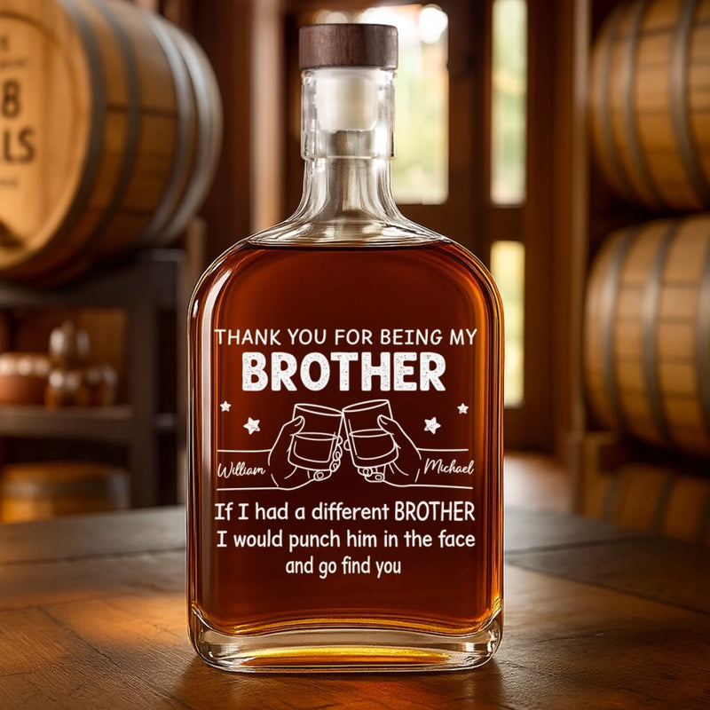 Custom Whiskey Bottle - Personalized Birthday Gifts For Brother, Sister, Best Friends - Same Roots Different Wings