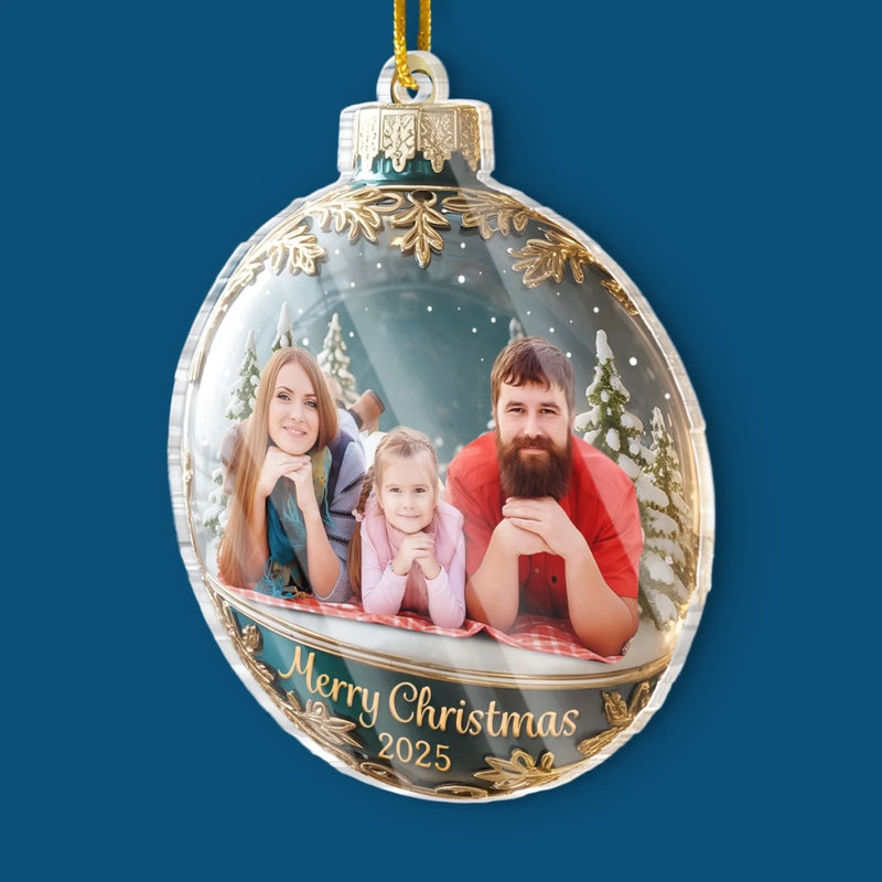 Custom Photo Acrylic Ornament - Personalized Christmas Birthday Gifts For Mom, Dad, Brother, Sister, Kids - Forever Our Favorite Season
