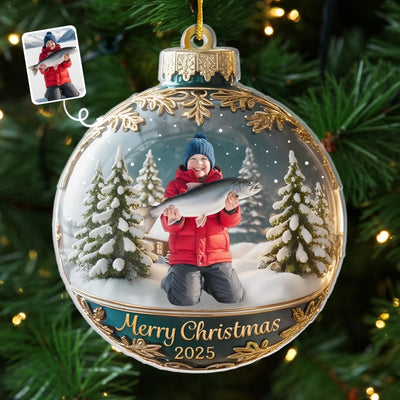 Custom Photo Acrylic Ornament - Personalized  Christmas Birthday Fishing Gifts For Fisherman - Santa’s Favorite Fisherman