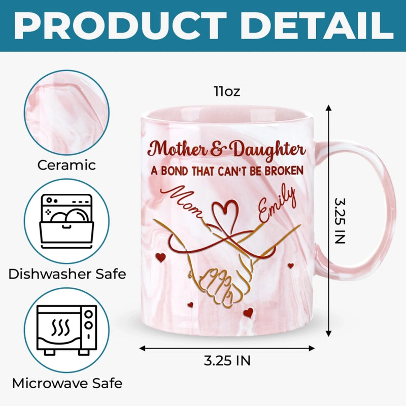 Custom 11oz Pink Marble Mug - Personalized Birthday Gifts For Mom, Daughter - You Are My Joy