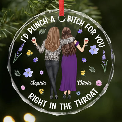Custom Circle Glass Ornament - Personalized Best Friend Christmas Birthday Gifts For Women, Besties, Sisters, BFF - Found My Kind Of Crazy