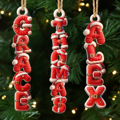 Custom Santa Suit Letter Wooden Ornament - Personalized Christmas Birthday Gifts For Mom, Dad, Brother, Sister, Kids - The Claus Family Essentials