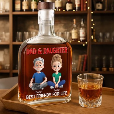 Custom Whiskey Bottle - Personalized Christmas Birthday Gifts For Dad, Daughter, Wine, Bourbon, Whiskey Lovers - Cheers To Dad, My Forever Hero
