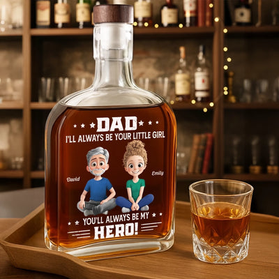 Custom Whiskey Bottle - Personalized Christmas Birthday Gifts For Dad, Daughter, Wine, Bourbon, Whiskey Lovers - Fatherhood Looks Good On Him