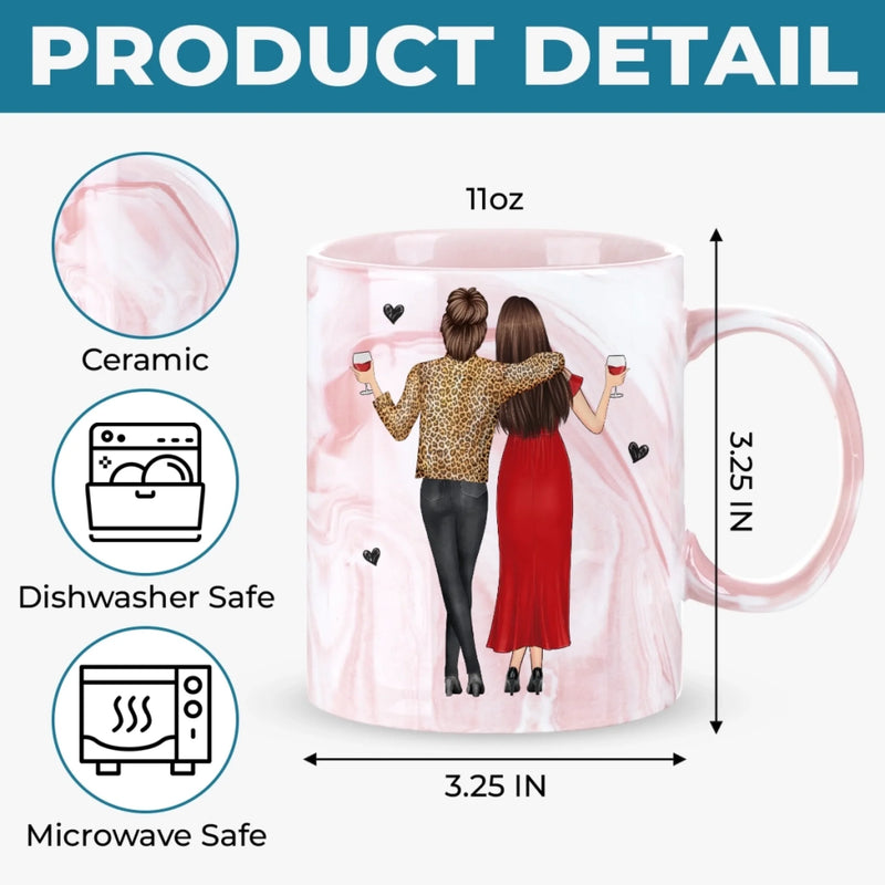 Custom 11oz Pink Marble Mug - Personalized Best Friend Birthday Gifts For Women, Besties, Sisters, BFF - Pink Vibes Only