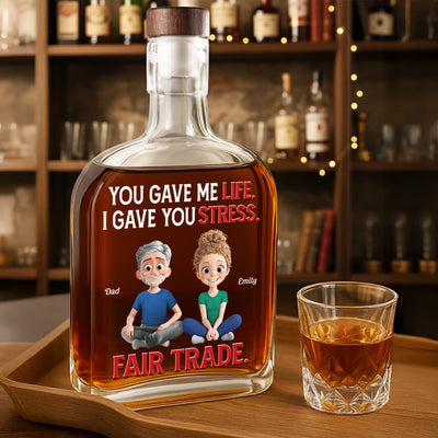 Custom Whiskey Bottle - Personalized Christmas Birthday Gifts For Dad, Daughter, Wine, Bourbon, Whiskey Lovers - I Gave Stress With Love