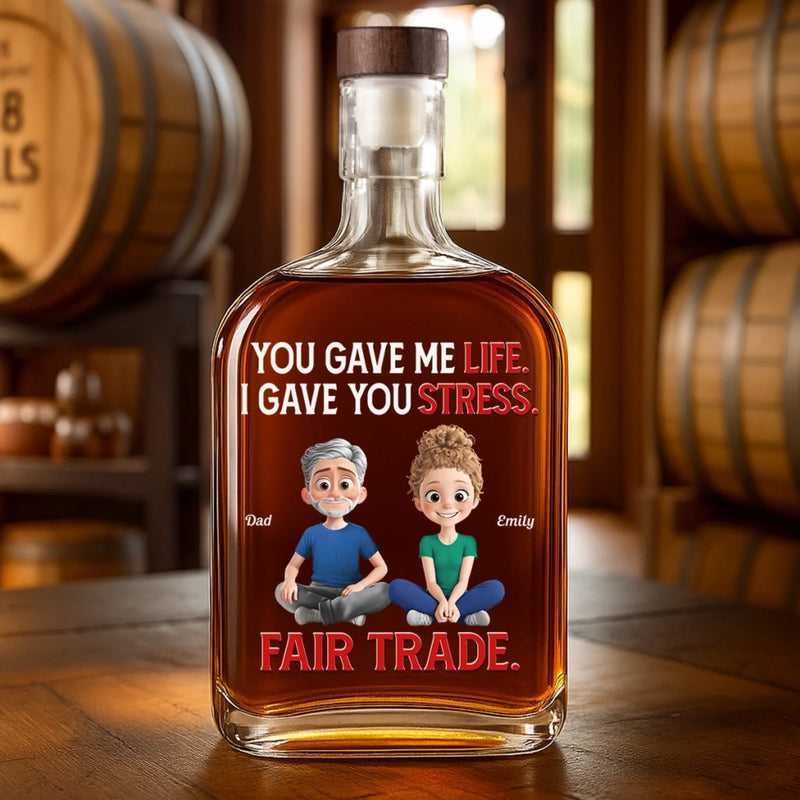 Custom Whiskey Bottle - Personalized Christmas Birthday Gifts For Dad, Daughter, Wine, Bourbon, Whiskey Lovers - I Gave Stress With Love