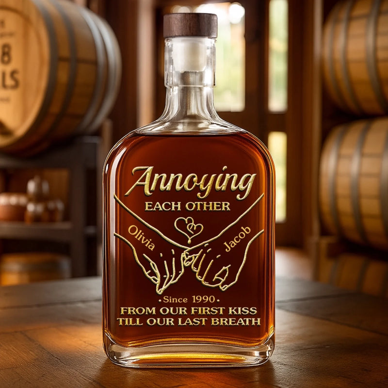Custom Whiskey Bottle - Personalized Anniversary Christmas Wedding Gifts For Husband And Wife, Him And Her, Wine, Bourbon, Whiskey Lovers - Built To Love, Born To Annoy