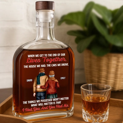 Custom Whiskey Bottle - Personalized Anniversary Christmas Wedding Gifts For Husband And Wife, Him And Her, Wine, Bourbon, Whiskey Lovers - Love Carried Us Through