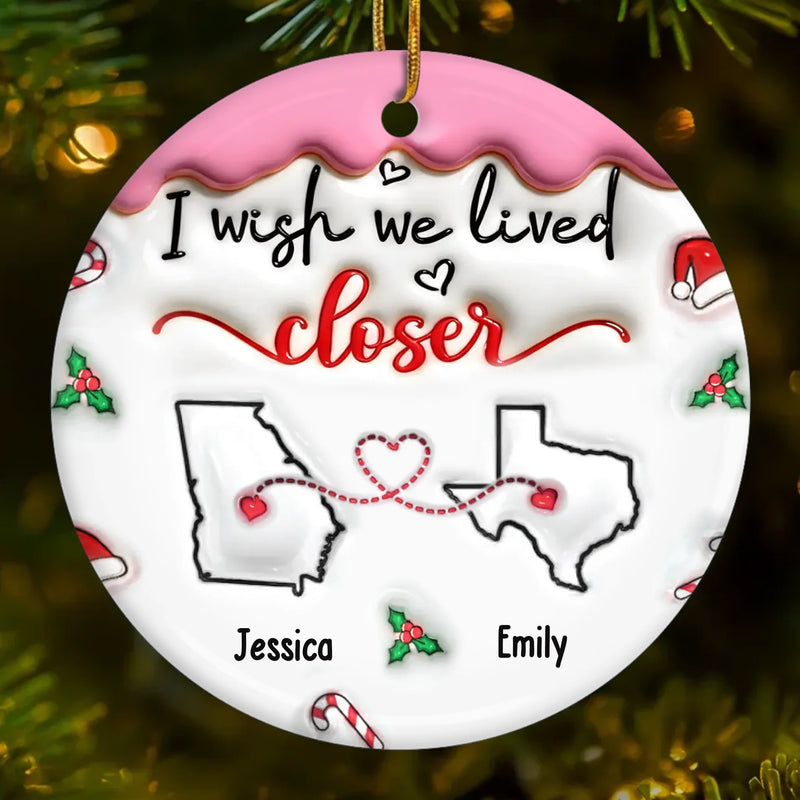Custom Long Distance Ceramic Ornament - Personalized Best Friend Christmas Birthday Gifts For Women, Besties, Sisters, BFF - Our Bond Knows No Miles