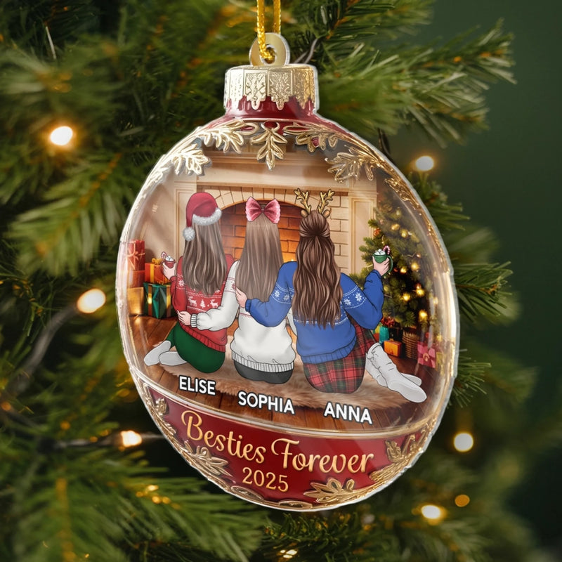 Custom Acrylic Ornament - Personalized Best Friend Christmas Birthday Gifts For Women, Besties, Sisters, BFF - More Laughs Less Drama
