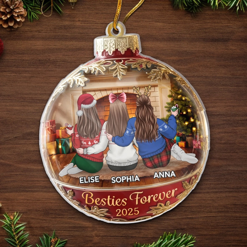 Custom Acrylic Ornament - Personalized Best Friend Christmas Birthday Gifts For Women, Besties, Sisters, BFF - More Laughs Less Drama