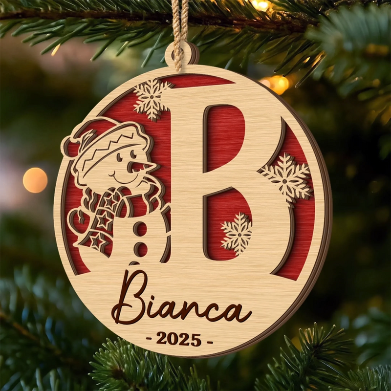 Custom Snowman Double Layer Wooden Ornament - Personalized Christmas Birthday Gifts For Mom, Dad, Brother, Sister, Kids - Family Moments Warm The Heart