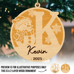 Custom Snowman Double Layer Wooden Ornament - Personalized Christmas Birthday Gifts For Mom, Dad, Brother, Sister, Kids - Family Moments Warm The Heart