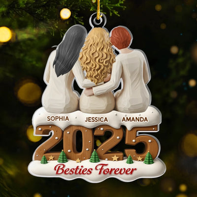 Custom Acrylic Ornament - Personalized Best Friend Christmas Birthday Gifts For Women, Besties, Sisters, BFF - Miles Apart Hearts Still Close