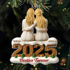 Custom Acrylic Ornament - Personalized Best Friend Christmas Birthday Gifts For Women, Besties, Sisters, BFF - Miles Apart Hearts Still Close