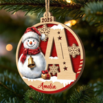 Custom Name Snowman Christmas Gifts for Family - Personalized 2 Layers Ornament