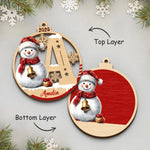 Custom Name Snowman Christmas Gifts for Family - Personalized 2 Layers Ornament