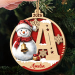 Custom Name Snowman Christmas Gifts for Family - Personalized 2 Layers Ornament