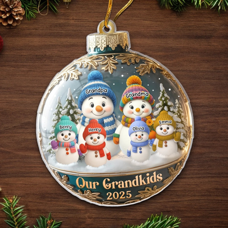 Custom Snowman Acrylic Ornament - Personalized Christmas Birthday Gifts For Grandpa, Grandma - Love That Spans Generations