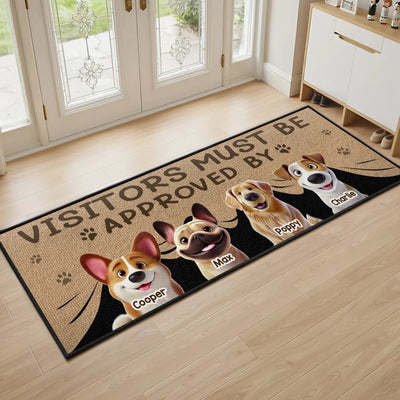 Custom Runner Rug - Personalized Birthday Gifts For Dog Cat Lovers, Dog Dad And Mom, Cat Owners - Welcome Committee On Duty