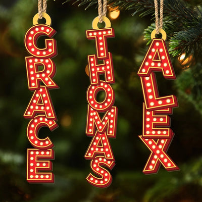 Custom Marquee Letter Wooden Ornament - Personalized Christmas Birthday Gifts For Mom, Dad, Brother, Sister, Kids - A Family Full Of Love And Light