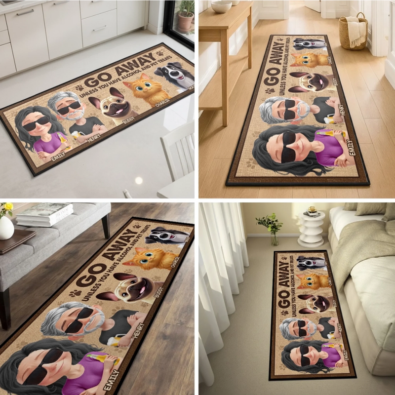 Custom Runner Rug - Personalized Anniversary Wedding Gifts For Husband And Wife, Dog Cat Lovers - Knock Only If You Have Treats